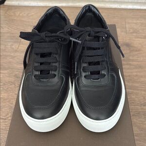 a. testoni Black leather Sneakers Modern Minimalist Design - US7 EU37